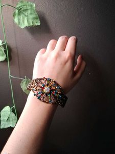 Bohemian Multi-Color Metal Crystal Bangle