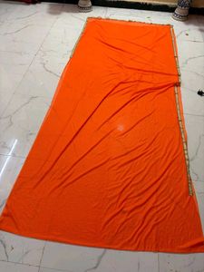 brand new Orange  Striped supper lightweight saree