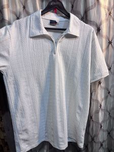 Men's Textured Zip Polo Shirt