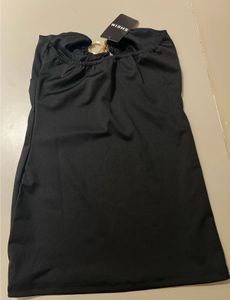 Black Tube Top with Gold Ring Detail