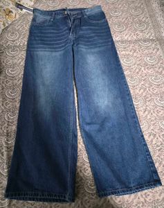 Wide Leg Blue Denim Jeans