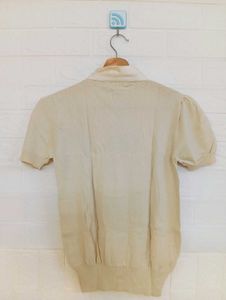 Elegant Beige Ruffle Blouse