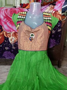 Green Embroidered Anarkali Dress