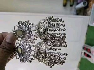 Beautiful pair of silver-tone Silver Jhumka