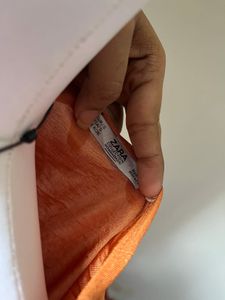 Orange Ruched Tie-Front Top