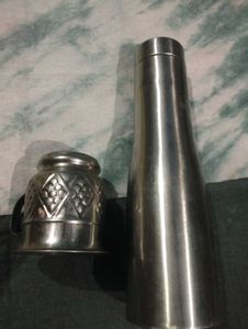Combo Vintage Stainles Steel Water Bottle & Mug S