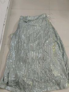 Glamorous Silver Sequin Lehanga Set with Net Dupat