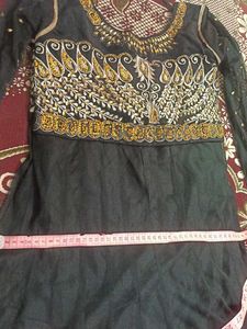 🖤 Black &amp; Gold Embroidered Anarkali Gown ✨