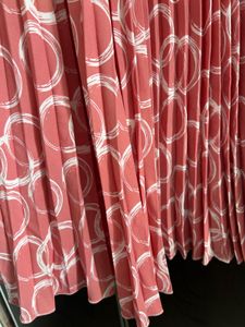Pleated Midi Skirt with Circle Print