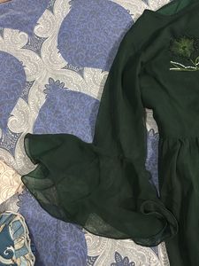 Elegant Green Embellished Gown with palazzo