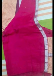 Vibrant Magenta Saree with Silver Border