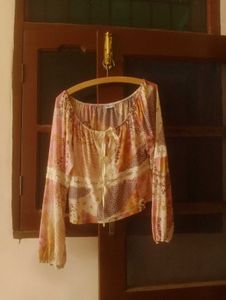 Bohemian Print Tie-Front Blouse