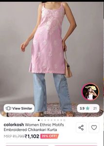 Peach Embroidered Kurti