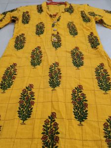 Yellow Floral Print Kurta