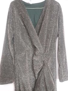 Wine Brown Shimmery Party Wear Bodycon Cinch Dress