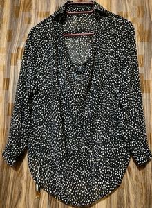 Comme Ca Ism See-through Black/White Printed Top