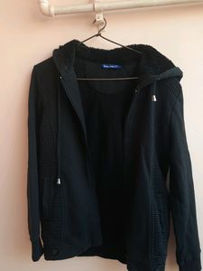 Imported Black Zip-Up Hoodie