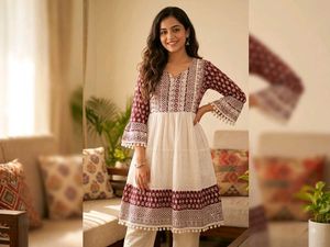Red chinnakari short kurti