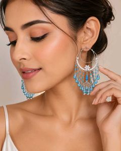 Stunning Blue Crystal Hoop Earrings