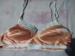 Satin Lace Trimmed Bra