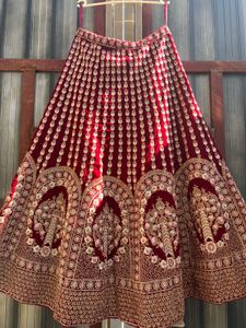 Elegant Maroon Embroidered Lehenga