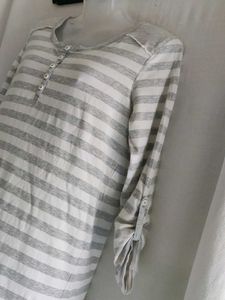 M&amp;S Striped Henley Tunic Top