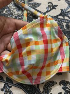 Cute Gingham Print Bikini Top