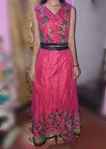 Vibrant Pink Embroidered lehenga blouse odhani set