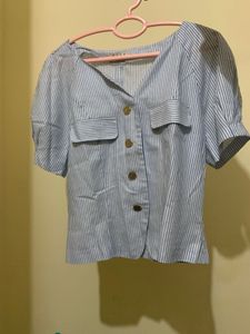 Striped Button-Up Blouse