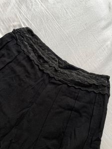 Black Lace Trimmed Midi Skirt