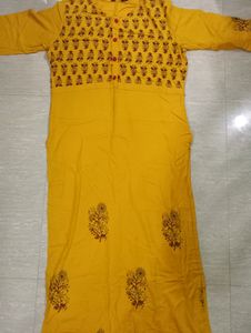 Mustard Colour Kurta And Plazzo Set