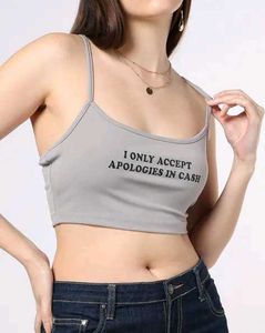 Shein Spaghetti Strap Typographic Print Crop Cami