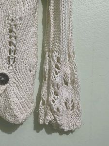 Cream Knit Cardigan with Buttons