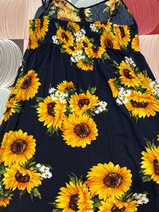 floral Print one Piece/button.slip Dress