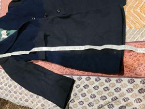 Men's Navy Blue Textured Blazer winter long korean