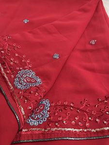 Elegant Red Embellished Saree