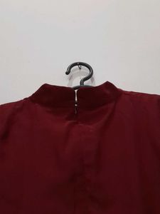 Burgundy Ruffle Sleeve Top