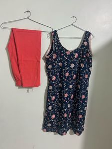 Elegant Navy Floral Embroidered Dress