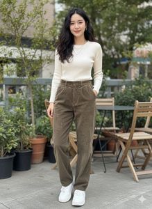 Crocodile Corduroy High-Waisted Trousers