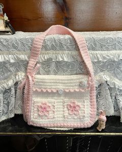 Handmade Crochet Pink Sakura Bag