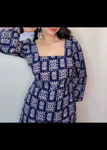 Blue Batik Print Kurta