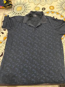 Men's Dark Blue Printed Polo Shirt