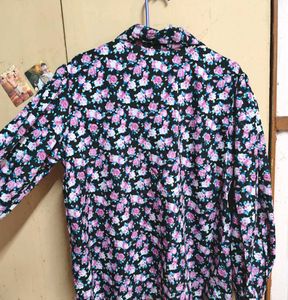 Floral Print Collared Button-Down Shirt