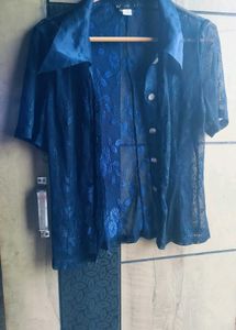 Elegant Navy Floral Sheer Kimono