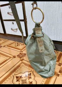 Stylish Green Leather Hobo Bag