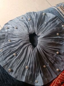pearl beaded organza ruffle scrunchie fancy hair b