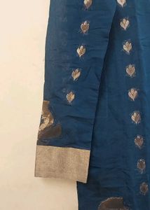 Elegant Blue Kurta with Silver Embellishments