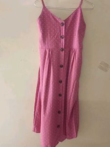 Pink Polka Dot Button-Down Dress