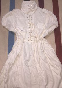 White Lace-Up babydoll Dress