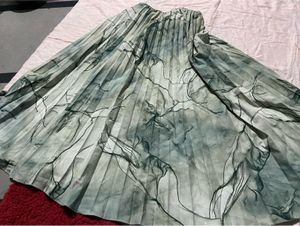 Printed Pleated Maxi Skirt